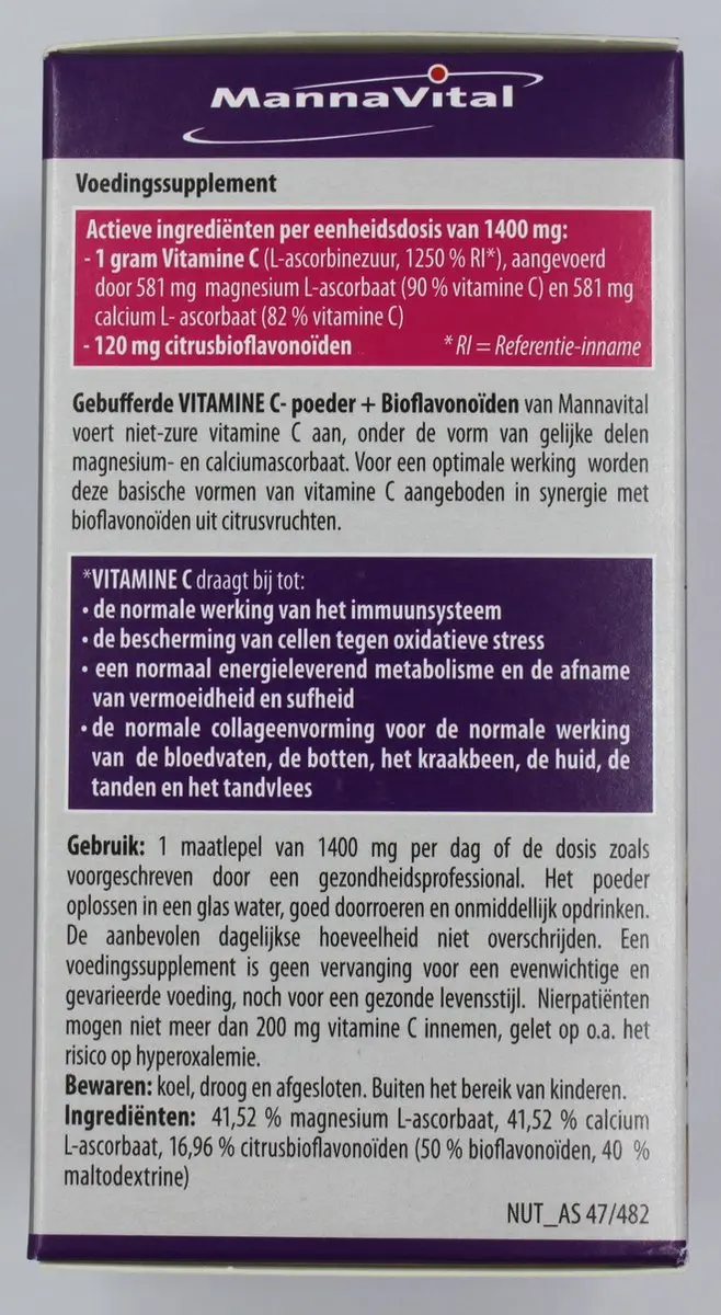 Mannavital Gebufferde Vitamine C 250g
