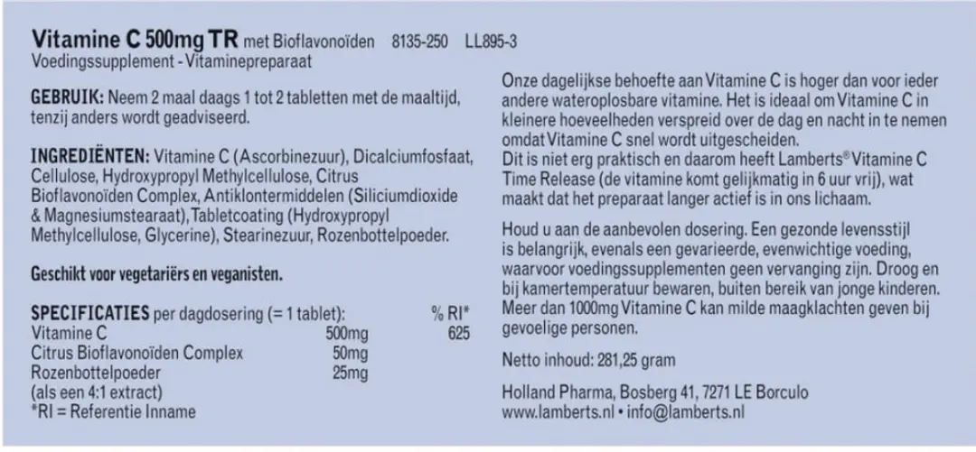 Lamberts Vitamine C 500 Tr&Biof L8135-250 - 250ml