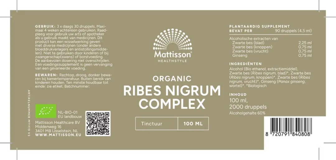 Mattisson Biologisch Ribes Nigrum Complex Tinctuur 100ml