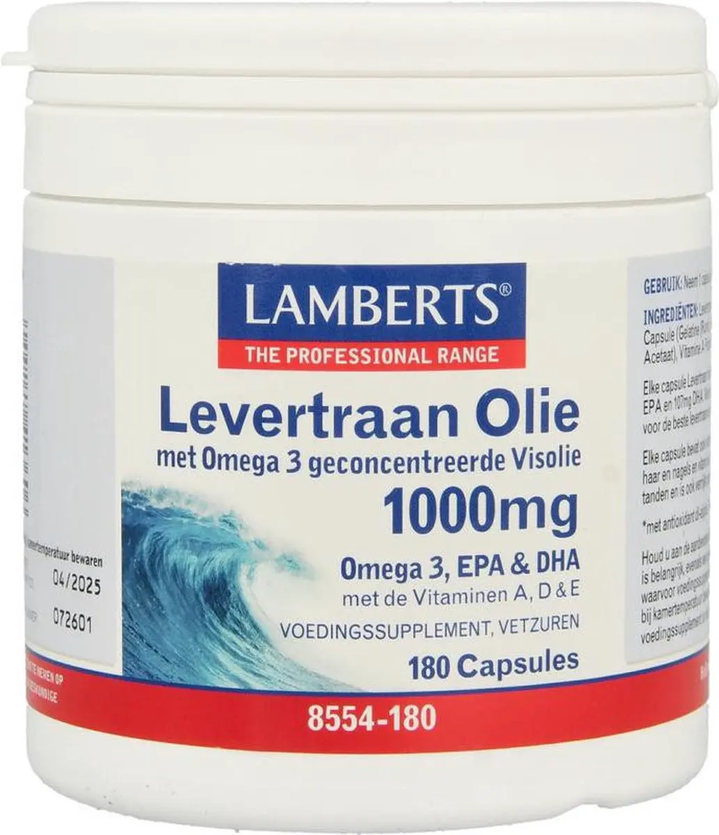 Lamberts Levertraanolie 1000mg 180 Capsules