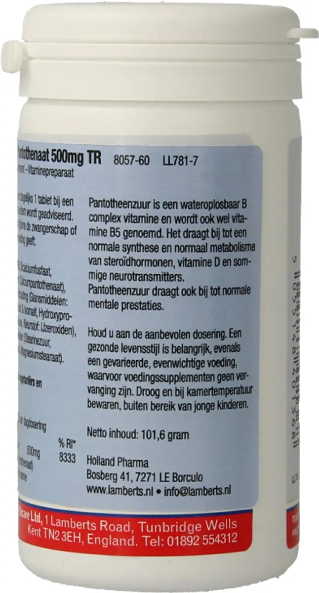 Lamberts Calcium Pantothenaat 60 Tabletten