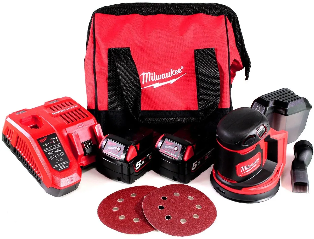 Milwaukee M18 BOS125-502B Excentrische Schuurmachine - 125mm - 2x 5.0Ah Accu - afbeelding 2 van 6