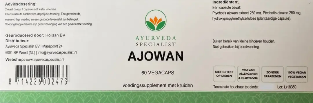 Holisan Ajowan Capsules 60 Stuks