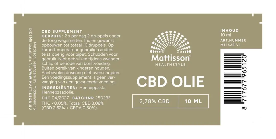 Mattisson CBD Olie 2,78% 10ml