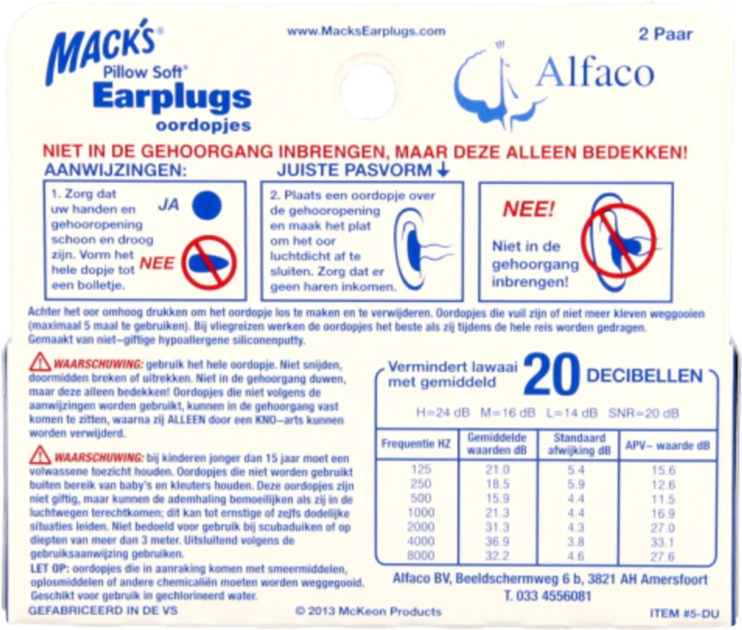 Macks Pillow Soft Silicone Oordoppen - 4 Stuks