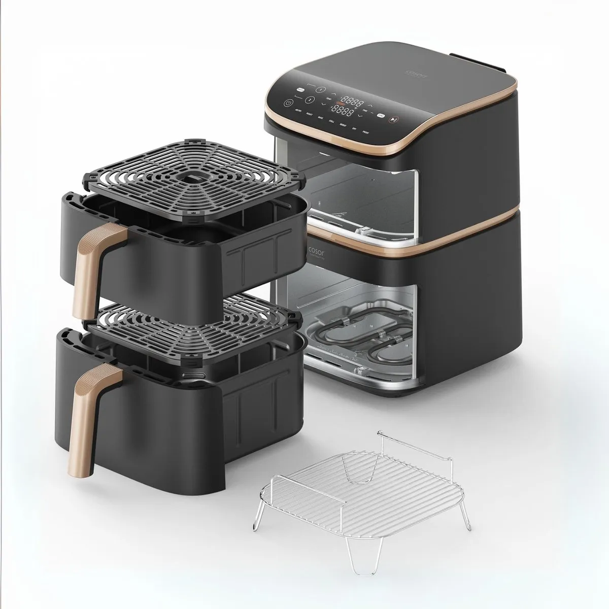 Cosori XXL Airfryer Turbo Tower Pro 10.8L - 7 Programma's - Zwart/Goud - afbeelding 6 van 6