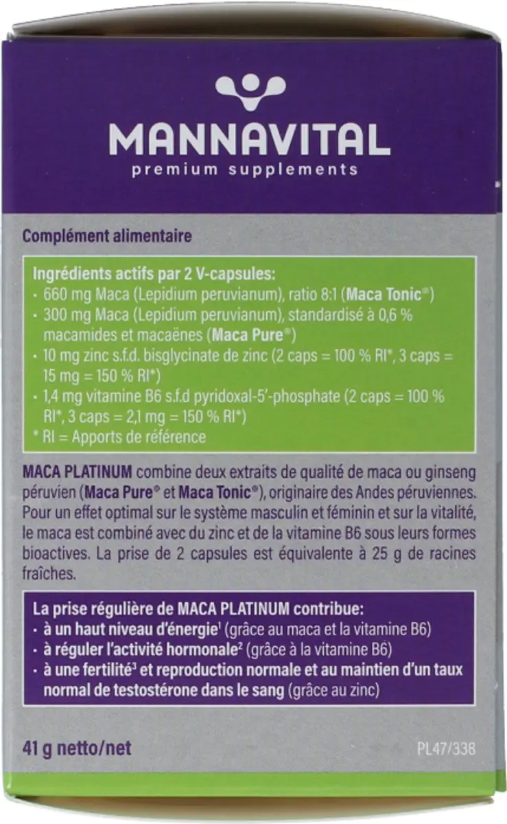 Mannavital Maca Platinum Capsules - 60 Stuks