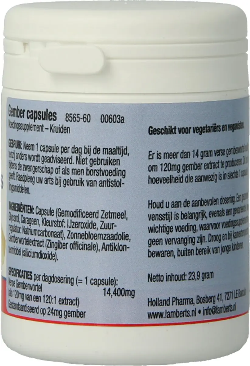 Lamberts Ginger Capsules 60 Stuks