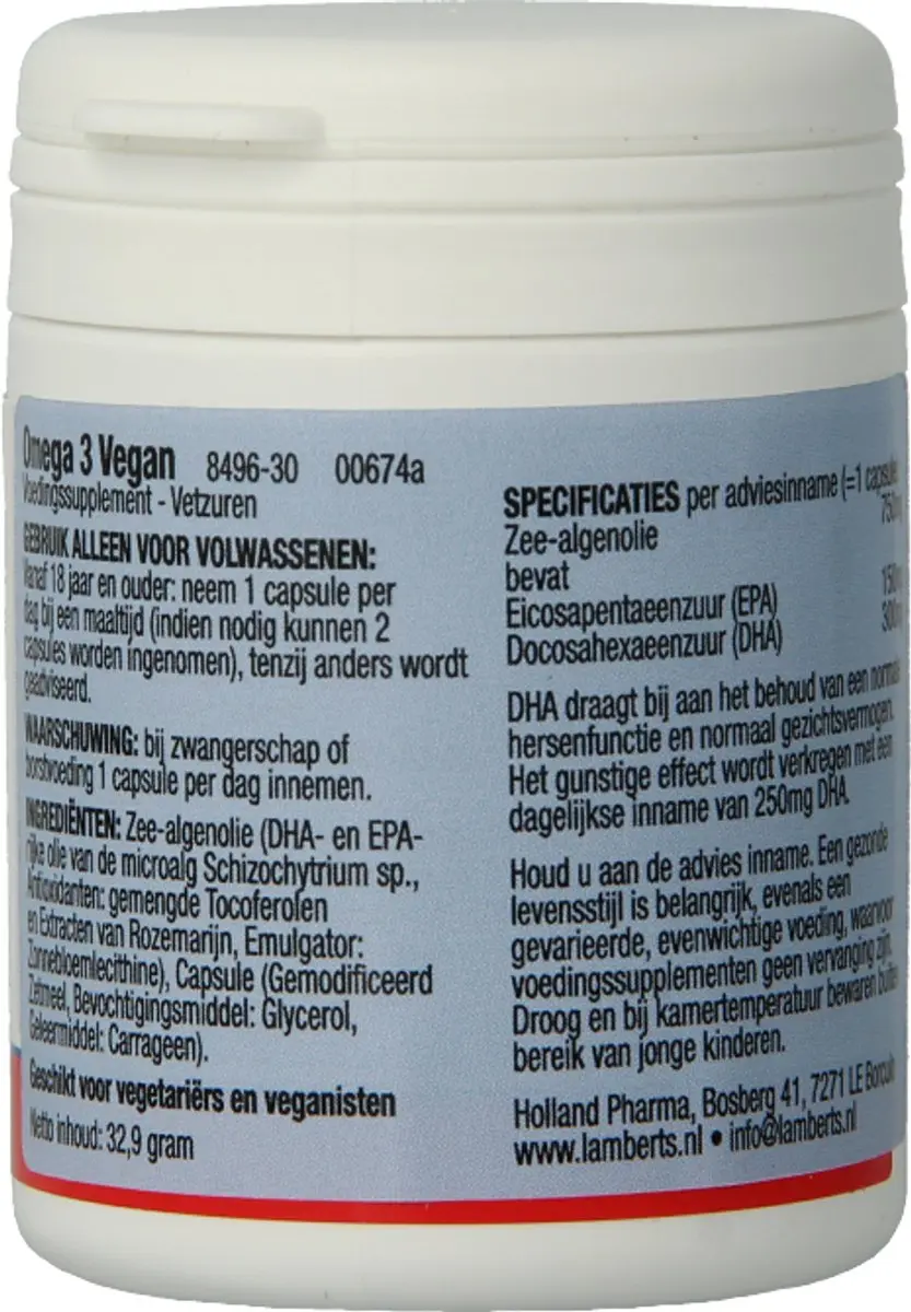 Lamberts Omega 3 Vegan Capsules - 30 Stuks