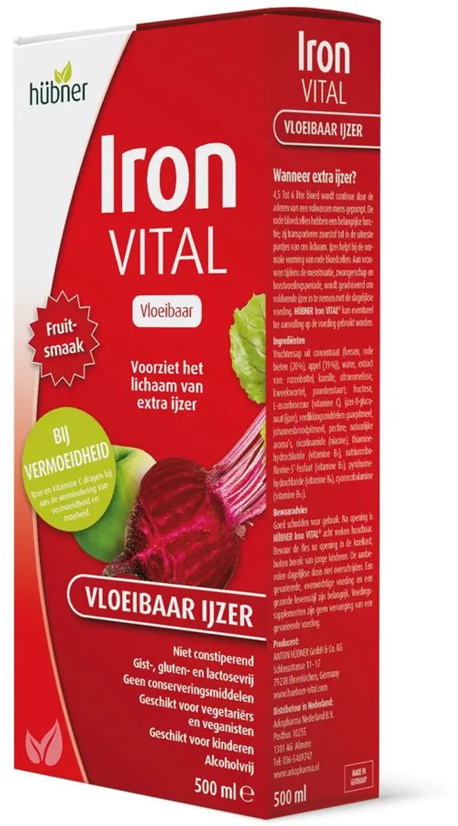 Hubner Iron Vital Vloeibaar IJzer 500ml