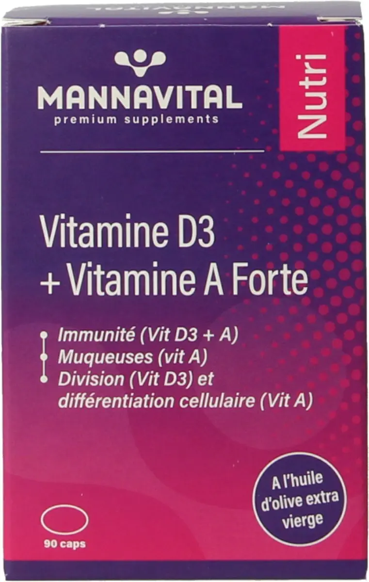 Mannavital Vitamine D3 + A Forte 90 Capsules