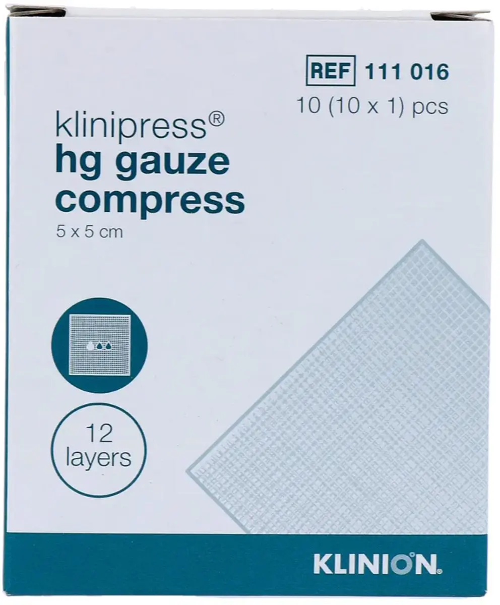 Klinion HG Gaaskompressen 5x5cm - Wit