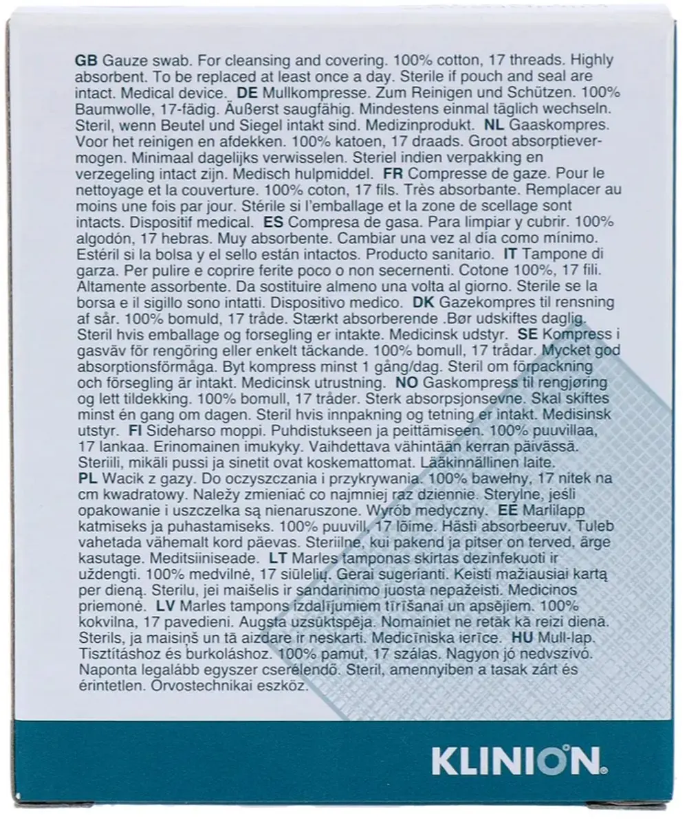 Klinion HG Gaaskompressen 5x5cm - Wit