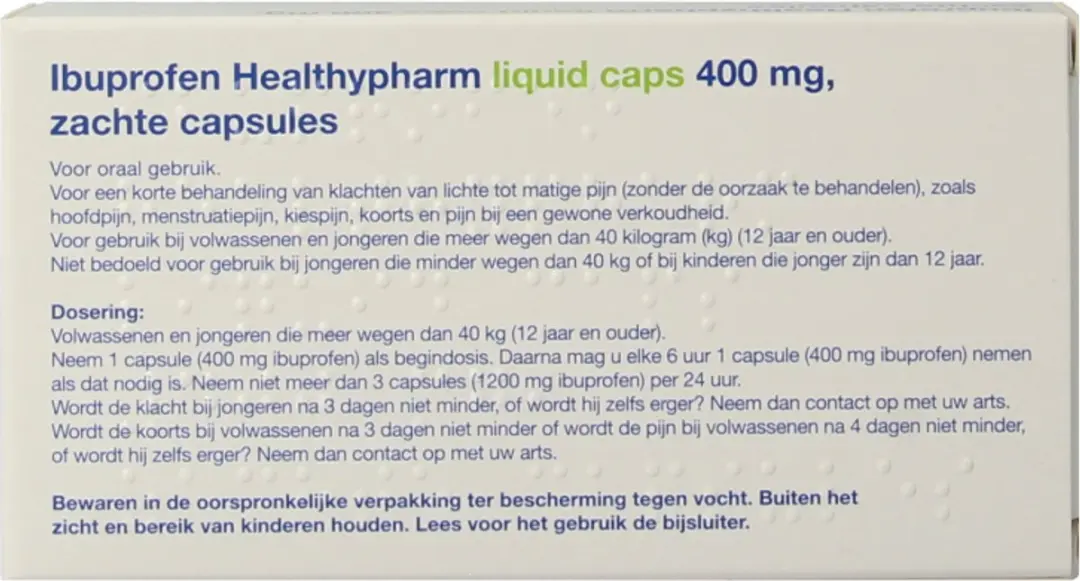 Healthypharm Ibuprofen 400mg Capsules - 20 Stuks