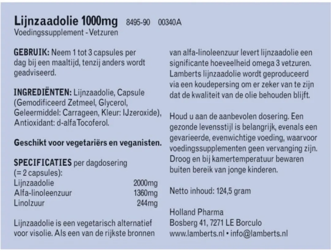 Lamberts Flax Lijnzaad 1000mg - 90 Capsules