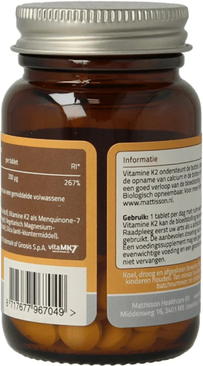 Mattisson Vitamine K2 MK7 200mcg - 60 Tabletten