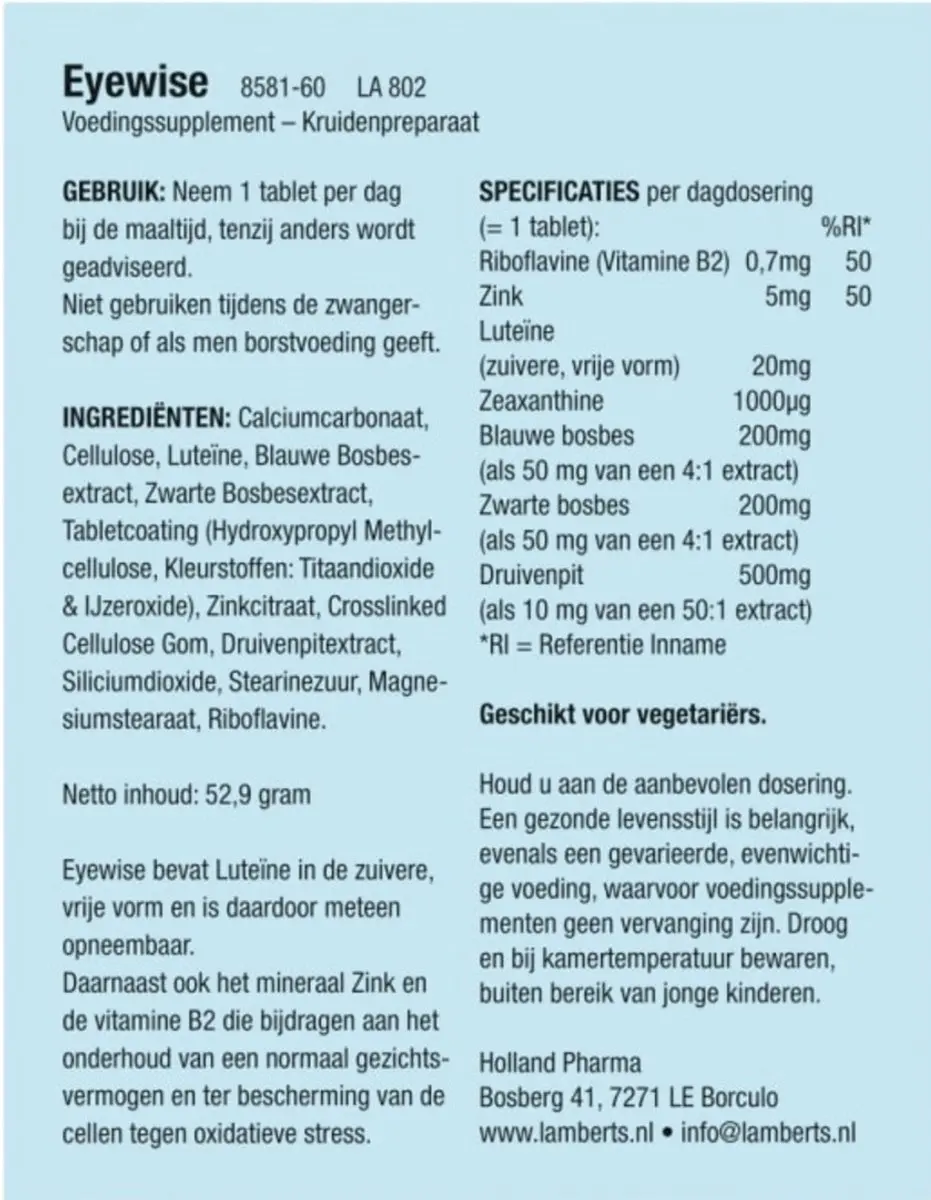 Lamberts Eyewise NF 60 Tabletten