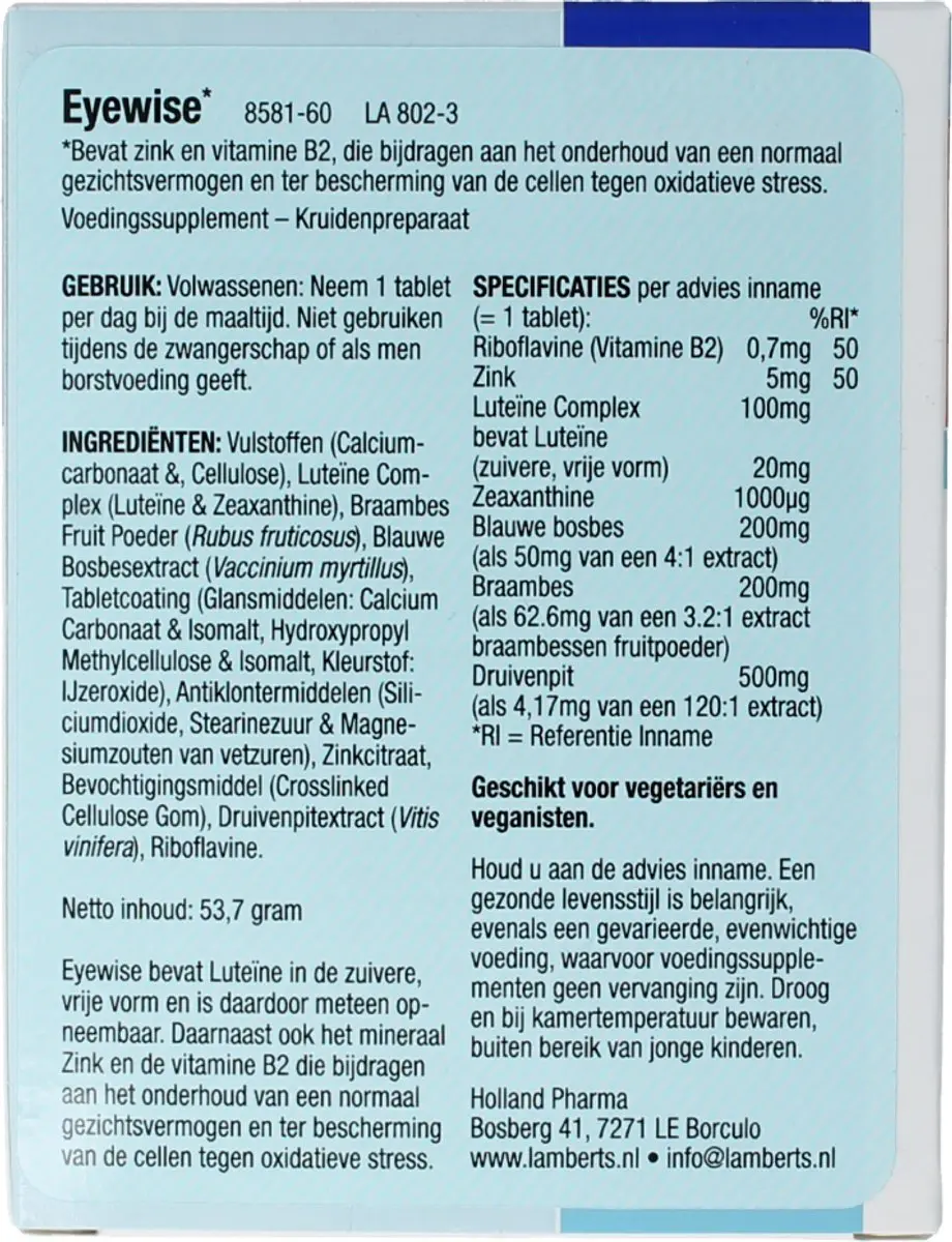 Lamberts Eyewise NF 60 Tabletten