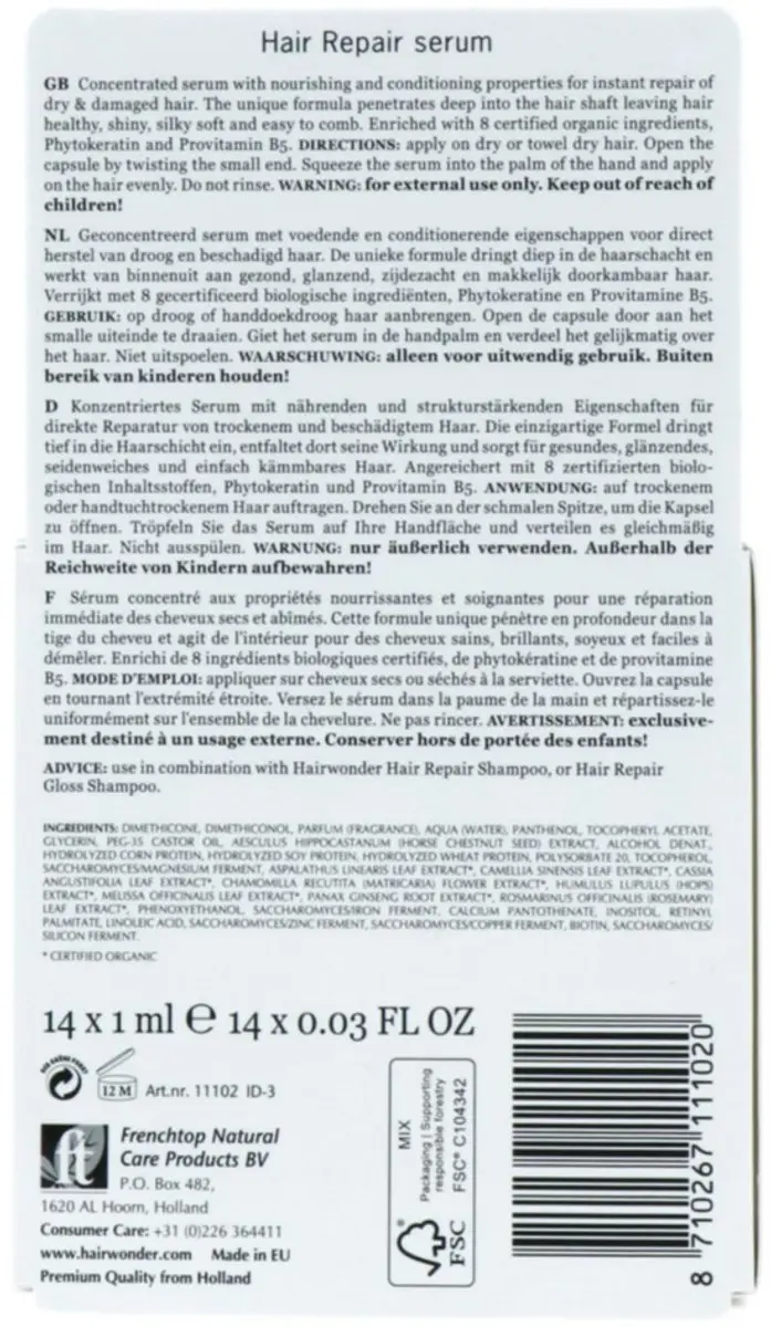 Hairwonder Hennaplus Haarserum 14 Capsules - afbeelding 6 van 6