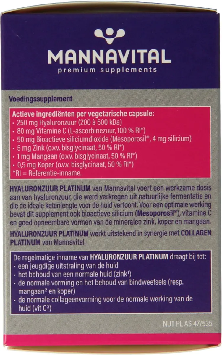 Mannavital Hyaluronzuur 60 Capsules