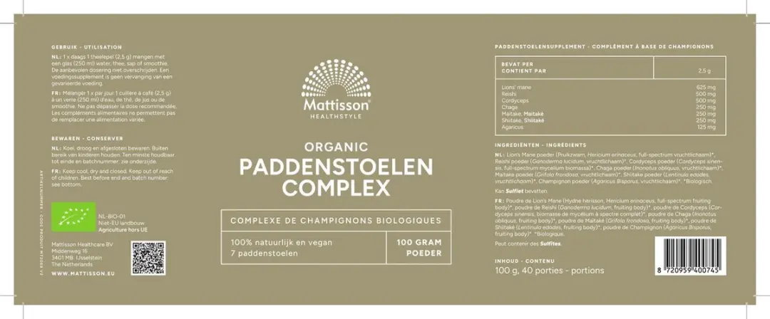 Mattisson Biologisch Paddenstoelencomplex 100g