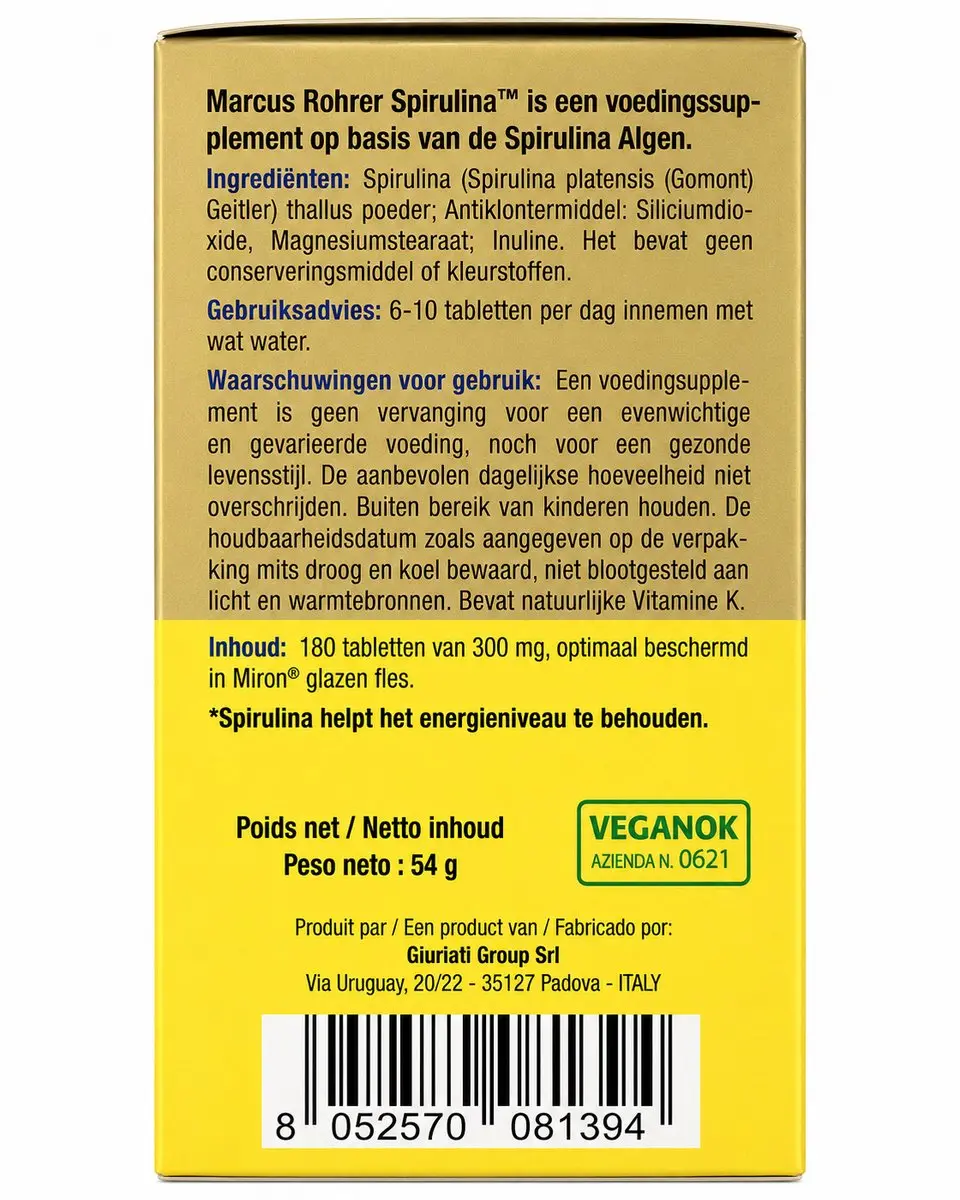 Marcus Rohrer Spirulina 180 Tabletten