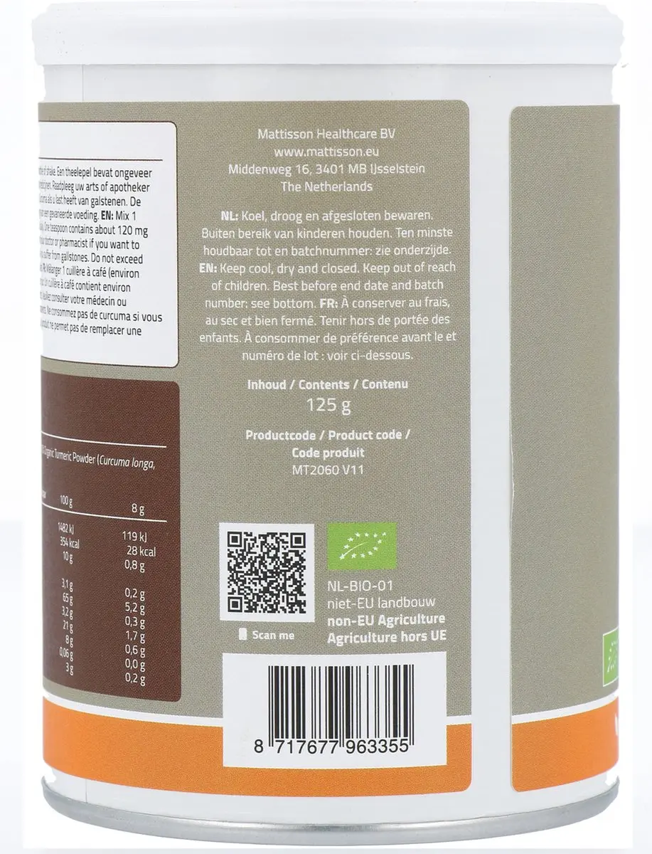Mattisson Biologische Kurkuma Poeder 125g