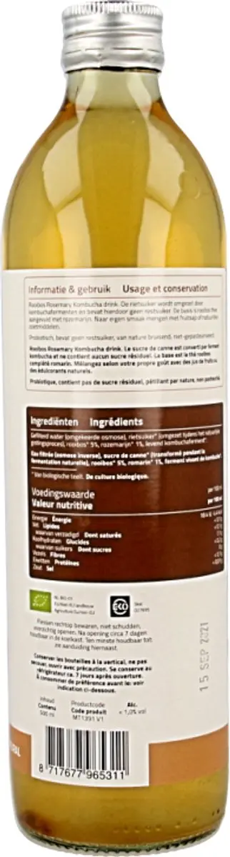 Mattisson Biologische Kombucha Rooibos & Rozemarijn 500ml