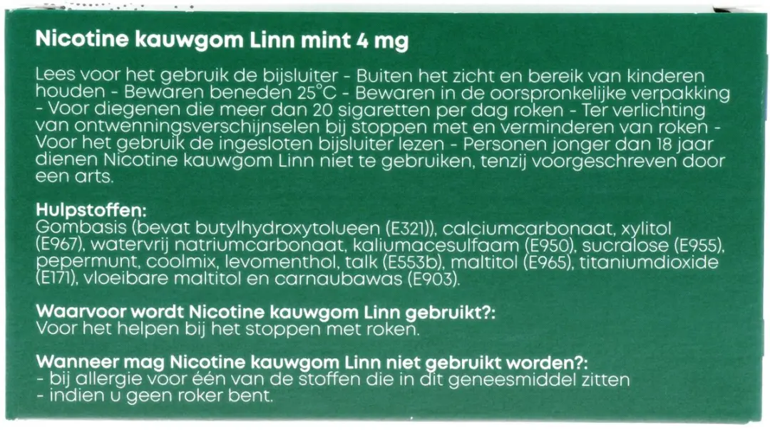 Linn Nicotine Kauwgom Mint 4mg - 96 Stuks