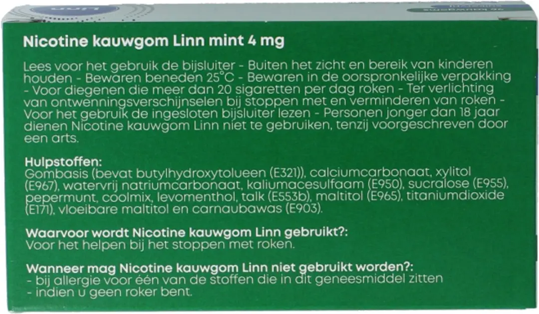 Linn Nicotine Kauwgom Mint 4mg - 96 Stuks