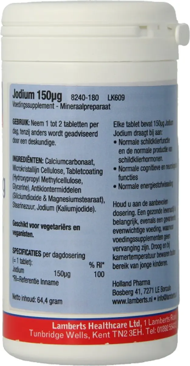 Lamberts Jodium 150mcg Tabletten - 180 Stuks