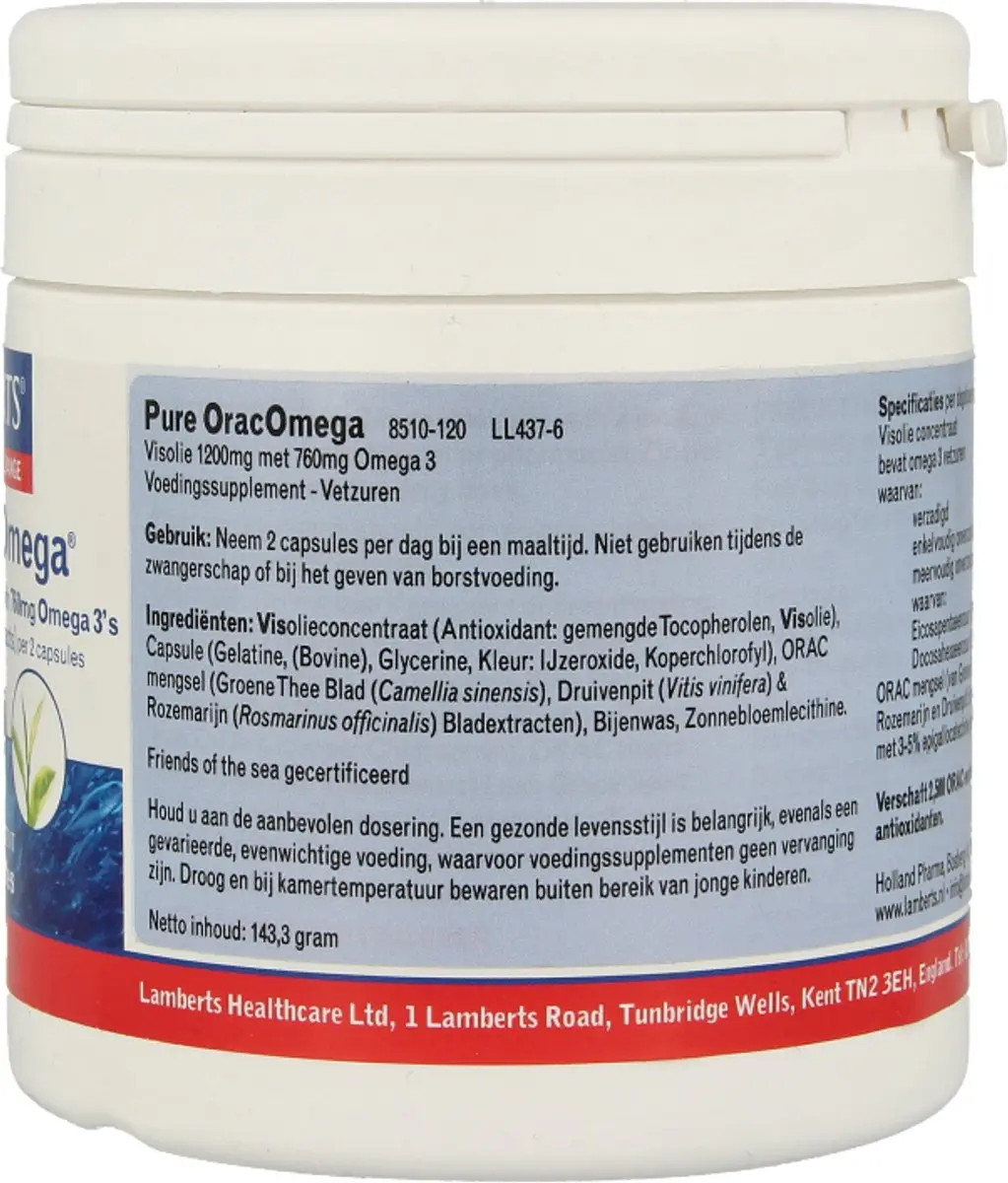 Lamberts Pure Orac Omega 1200mg - 120 Capsules