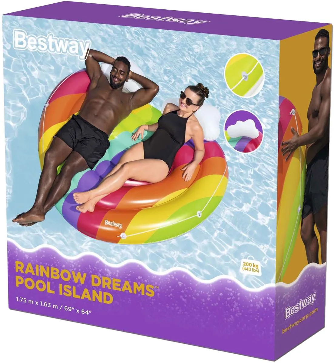 Bestway Rainbow Dreams Zwembadeiland 2-Persoons - 175x163cm - Veelkleurig