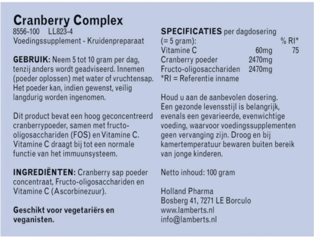 Lamberts Cranberry Complex L8556 - 100 gram