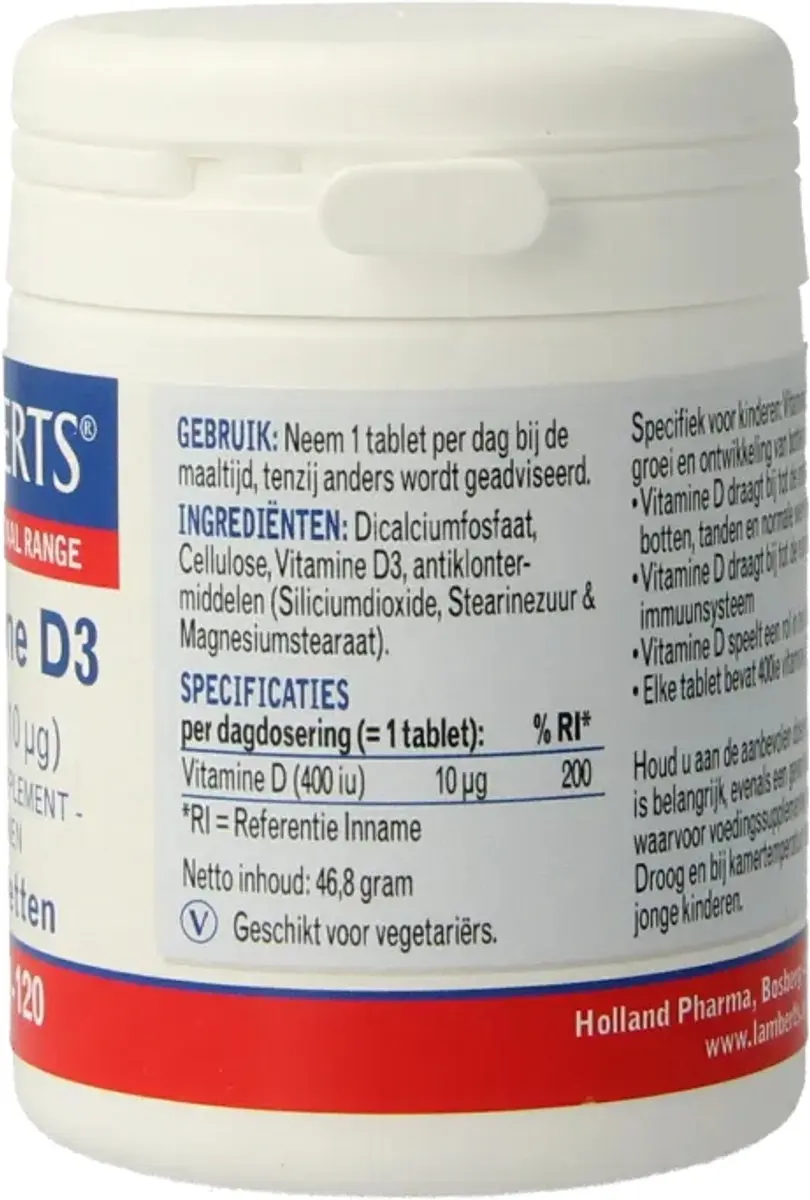 Lamberts Vitamine D3 400IE Tabletten - 120 stuks