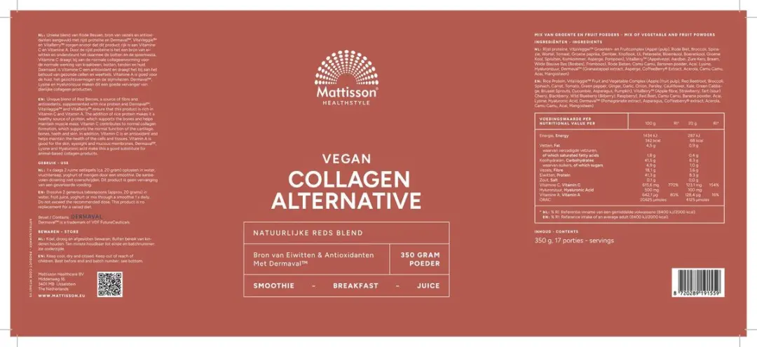 Mattisson Vegan Reds Blend Poeder - Collageen Booster 350g
