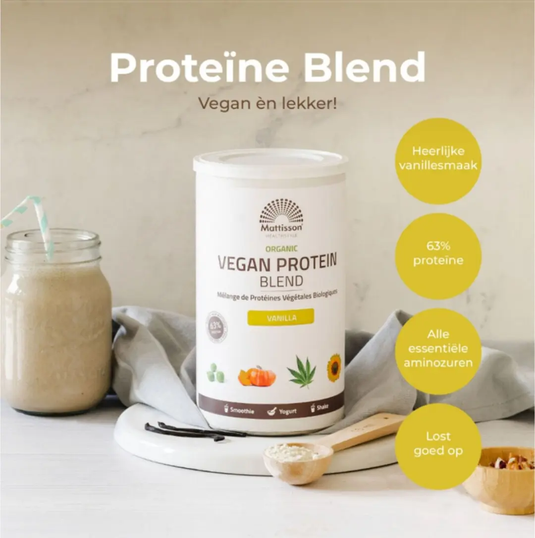 Mattisson Biologische Vegan Proteïne Blend 63% Vanille - 400g