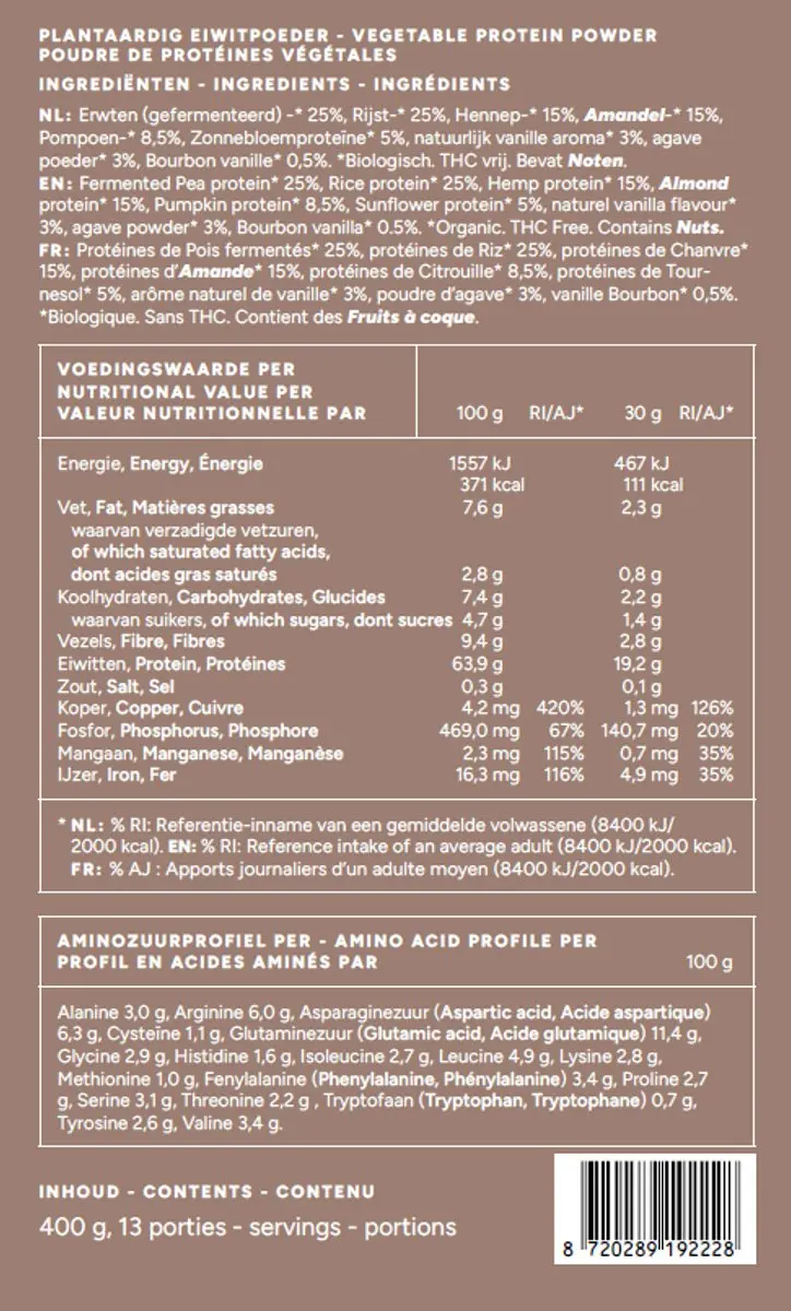 Mattisson Biologische Vegan Proteïne Blend 63% Vanille - 400g