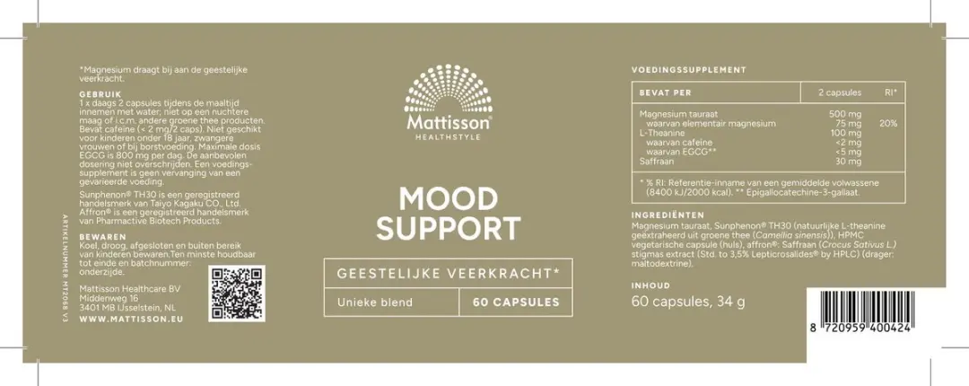 Mattisson Mood Support Voedingssupplement 60 Capsules