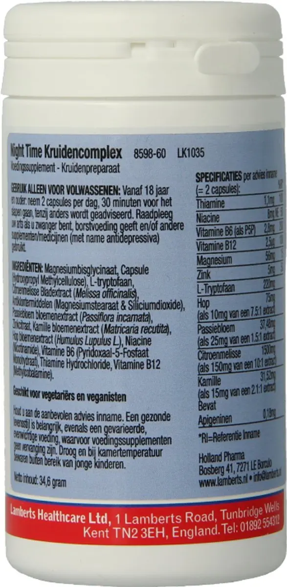 Lamberts Night Time Kruidencomplex 60 Capsules