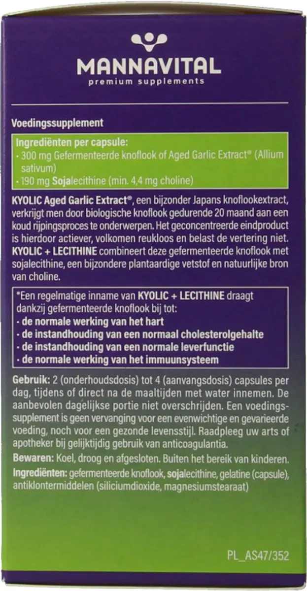 Mannavital Kyolic Plus Lecitine 200 Capsules - 200mg