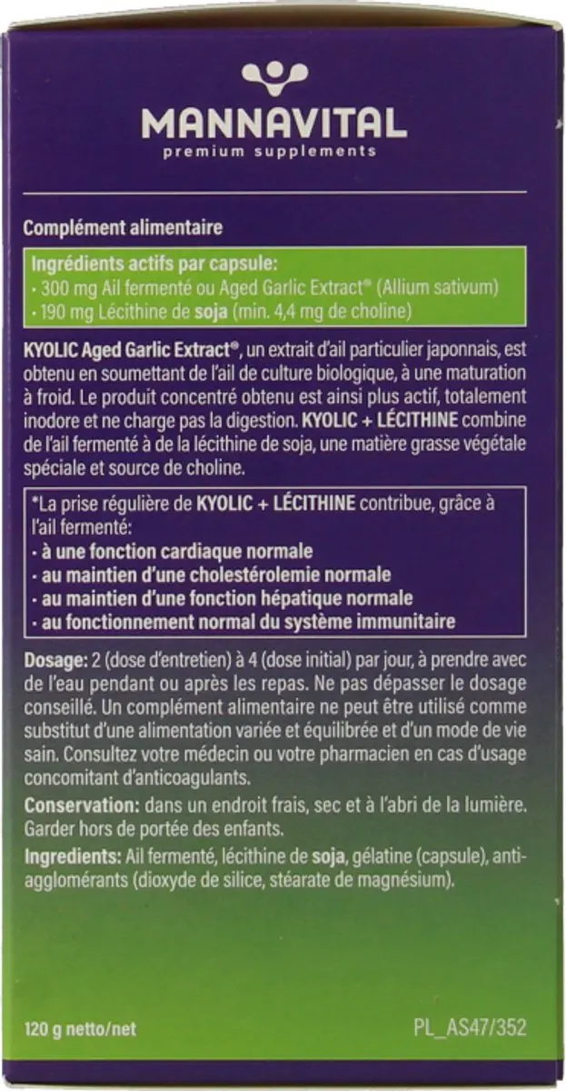 Mannavital Kyolic Plus Lecitine 200 Capsules - 200mg
