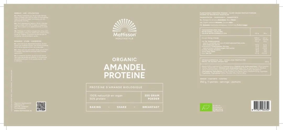 Mattisson Biologische Amandel Proteïne 350g