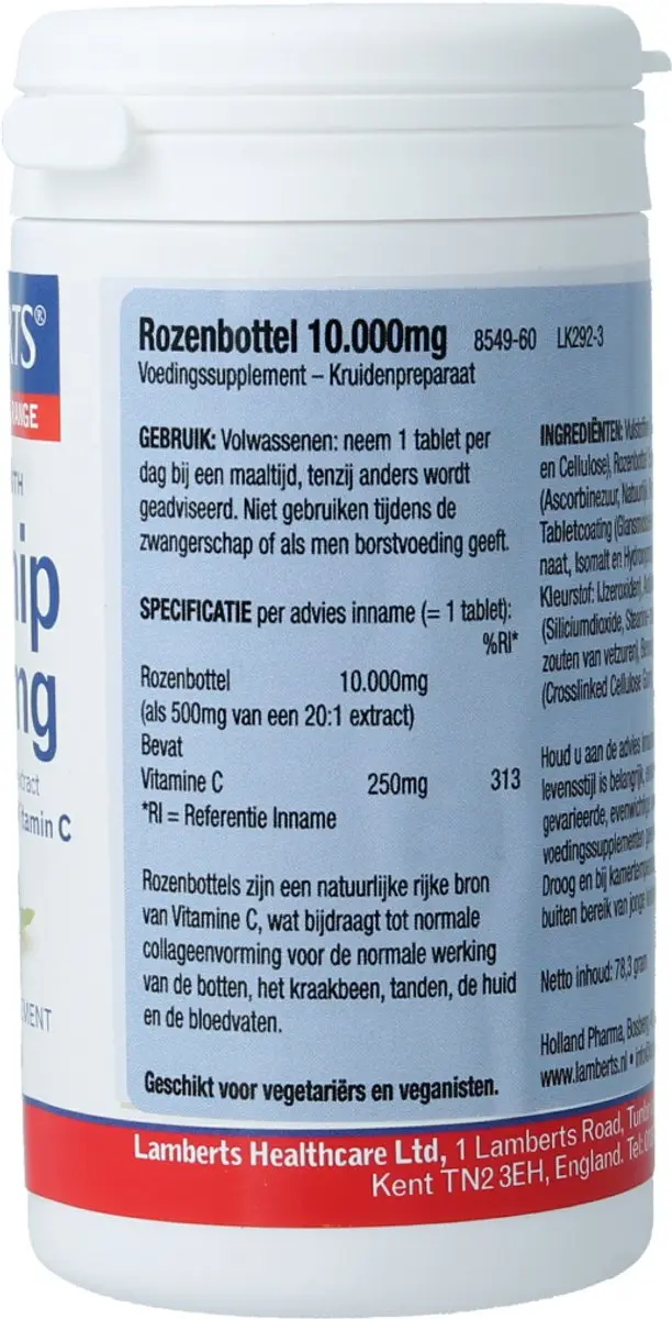 Lamberts Rozenbottel 10.000mg Tabletten - 60 Stuks