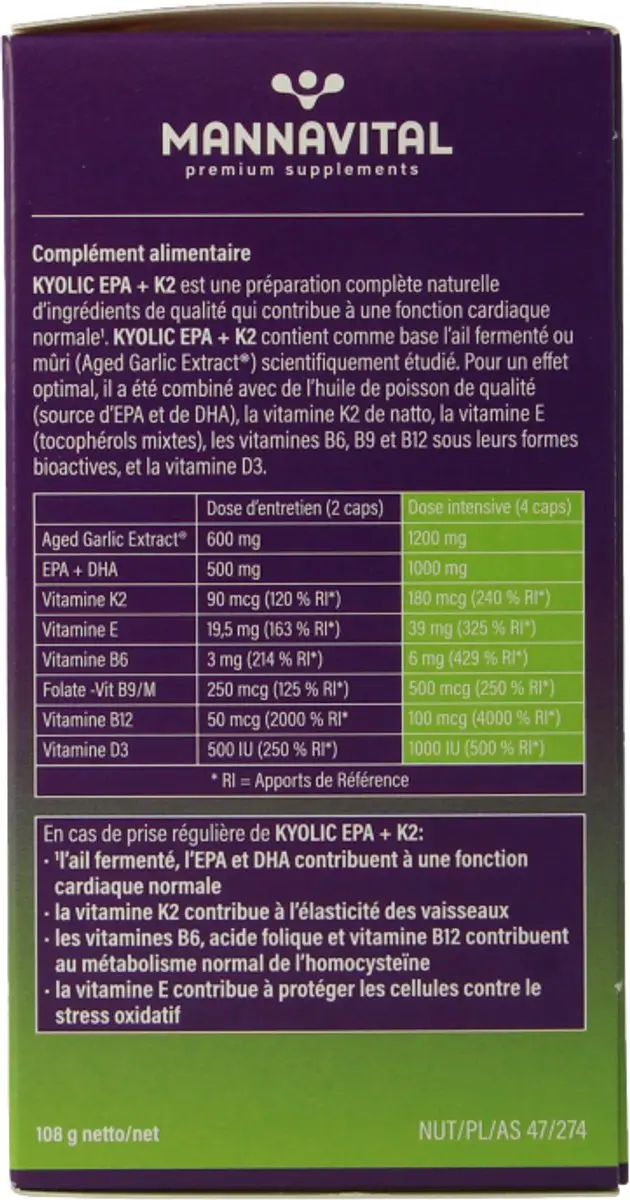 Mannavital Kyolic EPA & K2 80 Capsules