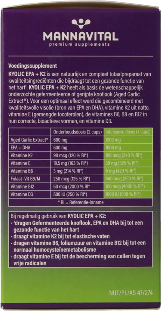 Mannavital Kyolic EPA & K2 80 Capsules