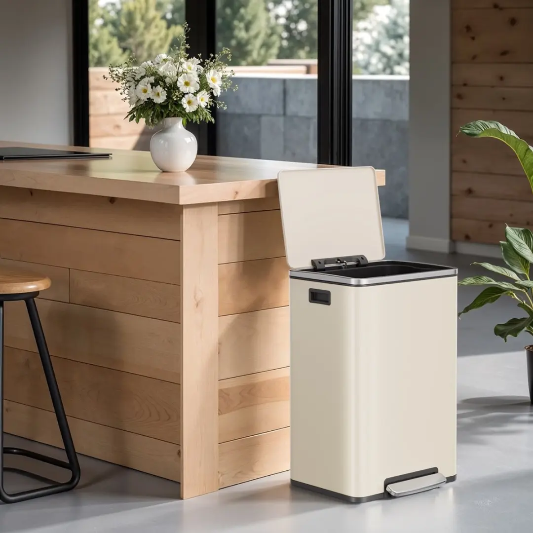Songmics Vuilnisbak 50L - Crème