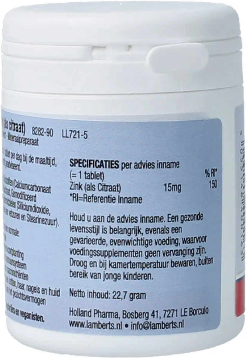 Lamberts Zink Citraat 15mg Tabletten - 90 Stuks