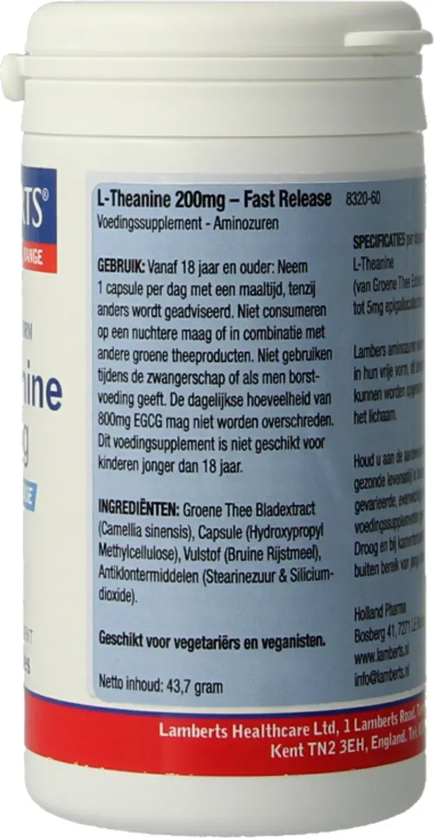 Lamberts L-Theanine 200mg 60 Capsules