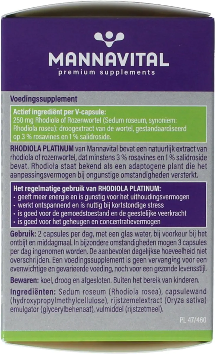 Mannavital Rhodiola Platinum 60 Vegicaps